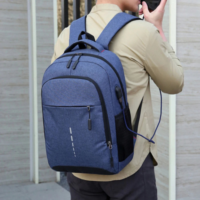 Classic Men Waterproof Backpack USB Charging Large Capacity Travel Laptop Backpack School Bag