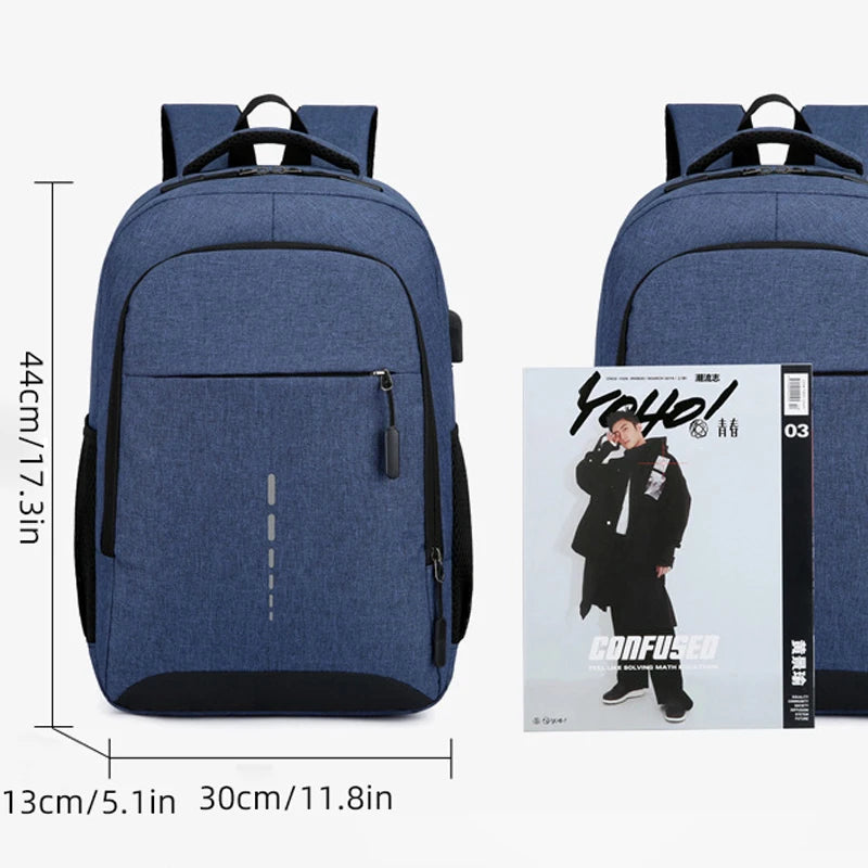 Classic Men Waterproof Backpack USB Charging Large Capacity Travel Laptop Backpack School Bag