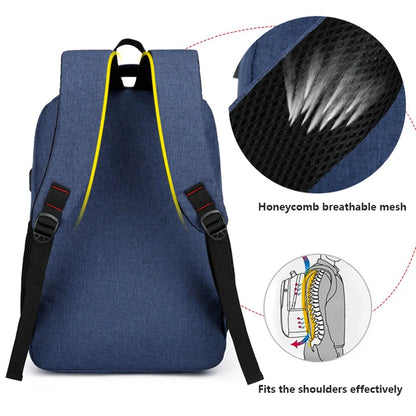 Classic Men Waterproof Backpack USB Charging Large Capacity Travel Laptop Backpack School Bag