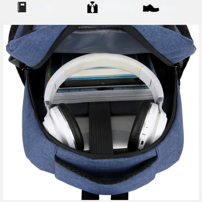 Classic Men Waterproof Backpack USB Charging Large Capacity Travel Laptop Backpack School Bag